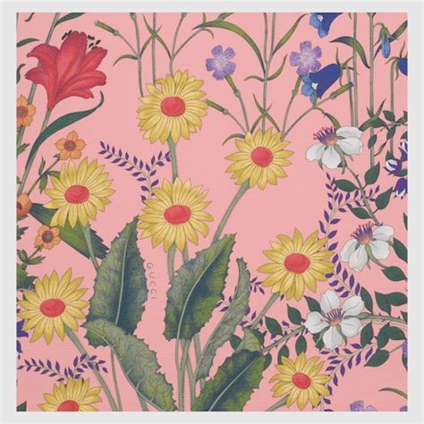 gucci pink background|New Flora print wallpaper in light pink New Flora print .